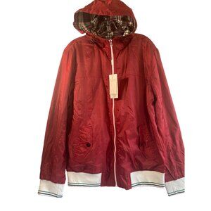 Vintage Reversible Red Plaid Hooded Windbreaker Jacket Men Size L NWT